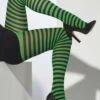 Adult Halloween Green Striped Tights 2 Adult Halloween Green Striped Tights -Halloween Fans Shop green striped tights 21733