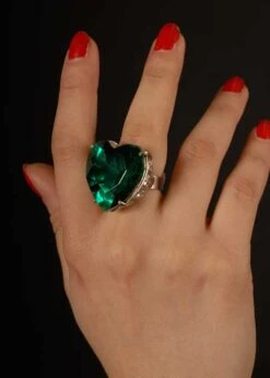 Medieval Fancy Dress Large Green Jewel Ring