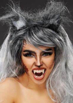 Grey Wolf Ears On Headband