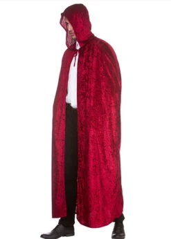 Halloween Gothic Burgundy Velvet Hooded Cape 5 Halloween Gothic Burgundy Velvet Hooded Cape -Halloween Fans Shop hf 5141 rs 01