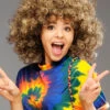 Womens Brown 1970s Hippy Girl Curly Afro Wig Wig -Halloween Fans Shop hippie afro wig