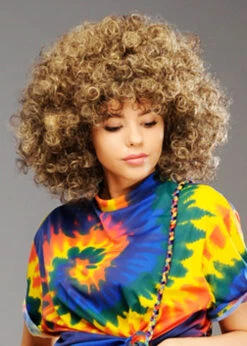 Womens Brown 1970s Hippy Girl Curly Afro Wig Wig 7 Womens Brown 1970s Hippy Girl Curly Afro Wig Wig -Halloween Fans Shop hippie afro wig 02