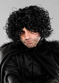 Mens Curly Black John Snow Style Wig