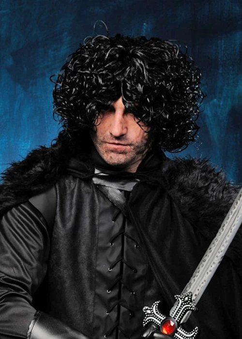 Mens Curly Black John Snow Style Wig 4 Mens Curly Black John Snow Style Wig - Image 2