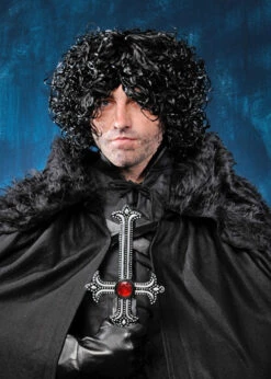 Mens Curly Black John Snow Style Wig 7 Mens Curly Black John Snow Style Wig -Halloween Fans Shop john snow wig 02