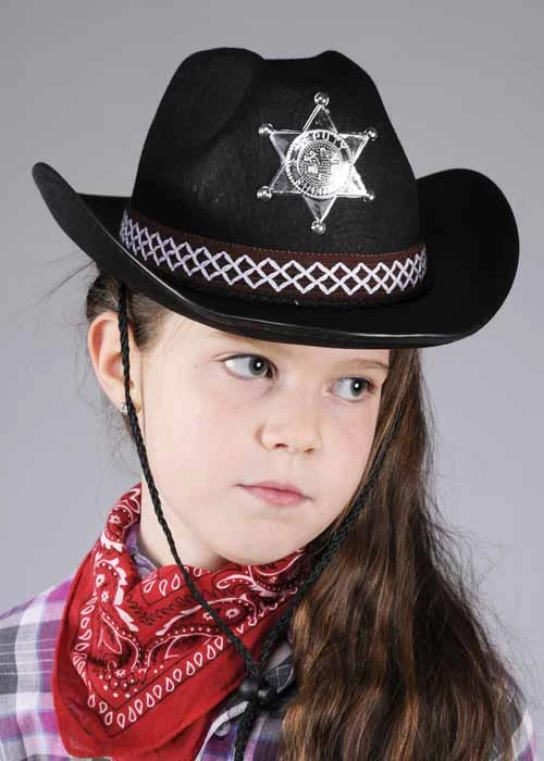 Childrens Size Black Sheriff Cowboy Hat 3 Childrens Size Black Sheriff Cowboy Hat