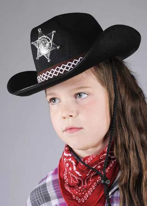 Childrens Size Black Sheriff Cowboy Hat 4 Childrens Size Black Sheriff Cowboy Hat - Image 2