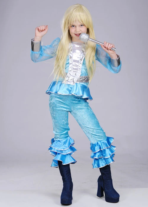 Kids 70s Blue Abba Girl Costume 3 Kids 70s Blue Abba Girl Costume