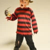 Childrens Size Red And Black Striped Freddy Costume 1 Childrens Size Red And Black Striped Freddy Costume -Halloween Fans Shop kids freddie krueger striped top