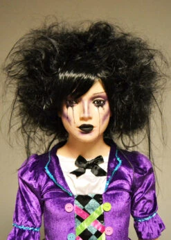 Childrens Gothic Black Mad Hatter Backcombed Wig