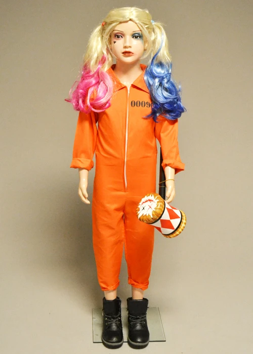 Childrens Harley Quinn Style Orange Prisoner Costume 3 Childrens Harley Quinn Style Orange Prisoner Costume