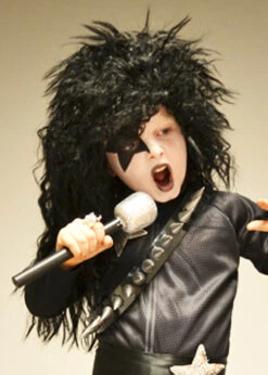 Kids 1970s Glam Rock Kiss Style Black Wig