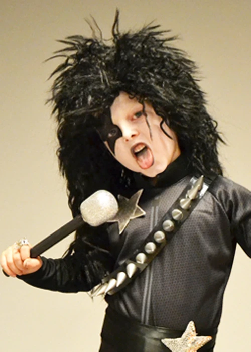 Kids 1970s Glam Rock Kiss Style Black Wig 4 Kids 1970s Glam Rock Kiss Style Black Wig - Image 2