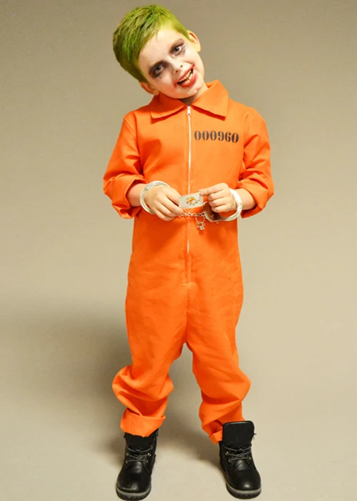 Childrens The Joker Style Orange Convict Costume 5 Childrens The Joker Style Orange Convict Costume - Image 3