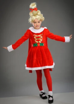 Girls The Grinch Style Red Cindy Lou Who Costume -Halloween Fans Shop kids the grinch cindy lou costume st182 03