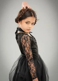 Childrens Wednesday Style Black Prom Dress Costume -Halloween Fans Shop kids wednesday prom costume 04