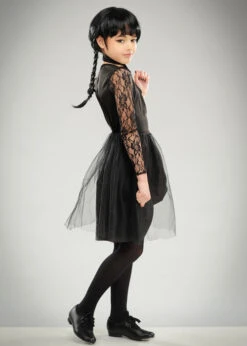 Childrens Wednesday Style Black Prom Dress Costume -Halloween Fans Shop kids wednesday prom costume 05