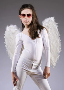 Kids Size White Feather Angel Wings -Halloween Fans Shop kids white feather wings 52798 03