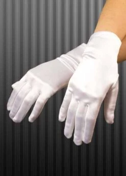 Ladies 1920s Short White Satin Gloves
