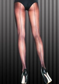 Plus Size 1940s Black Sheer Seamed Tights