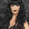 Ladies Gothic Black Curly Siren Wig 1 Ladies Gothic Black Curly Siren Wig -Halloween Fans Shop ladies gothic black siren wig