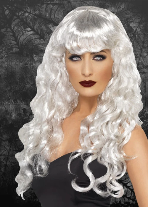 Ladies Gothic White Curly Siren Wig 3 Ladies Gothic White Curly Siren Wig