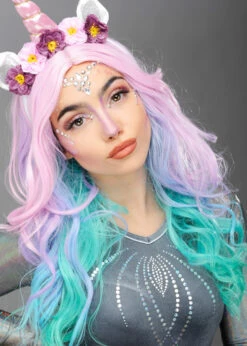 Womens Pastel Rainbow Unicorn Wig