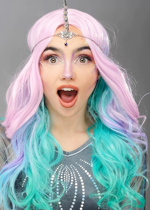 Womens Pastel Rainbow Unicorn Wig 4 Womens Pastel Rainbow Unicorn Wig - Image 2