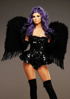 Deluxe Large Black Feather Fallen Angel Wings 8 Deluxe Large Black Feather Fallen Angel Wings -Halloween Fans Shop large black feather angel wings AC 9717 02