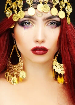 Womens Fortune Teller Gypsy Gold Coin Earrings