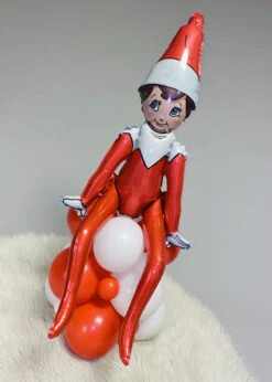 Christmas Elf On The Shelf Balloon Centrepiece Stack -Halloween Fans Shop large sitting elf balloon stack 01
