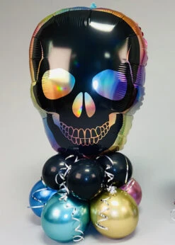 Inflated Large Iridescent Skull Halloween Balloon Centrepiece
