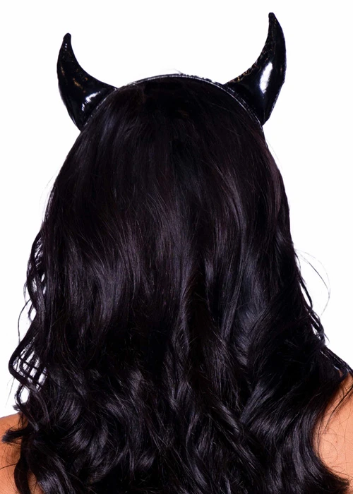 Ladies Leg Avenue Black Vinyl Devil Horns 4 Ladies Leg Avenue Black Vinyl Devil Horns - Image 2