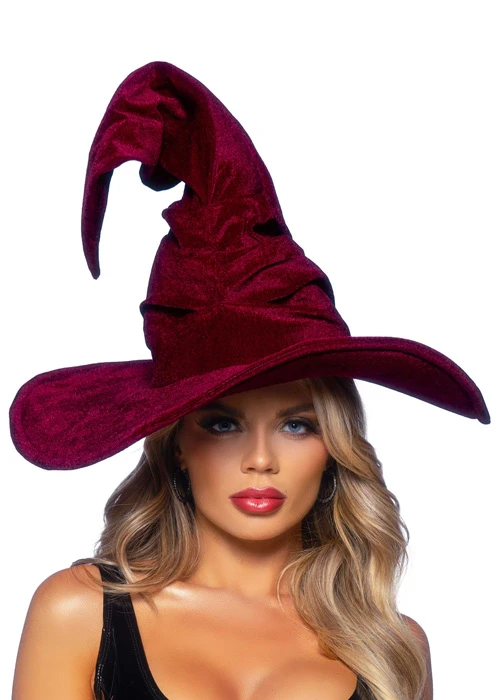 Womens Leg Avenue Burgundy Velvet Witch Hat 3 Womens Leg Avenue Burgundy Velvet Witch Hat