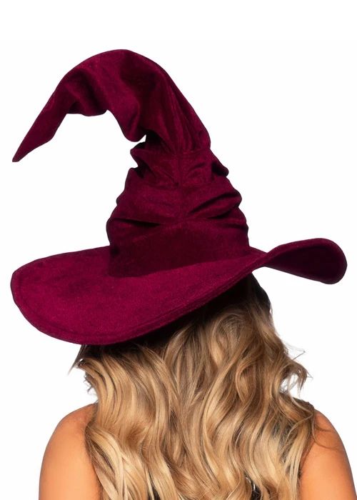 Womens Leg Avenue Burgundy Velvet Witch Hat 4 Womens Leg Avenue Burgundy Velvet Witch Hat - Image 2