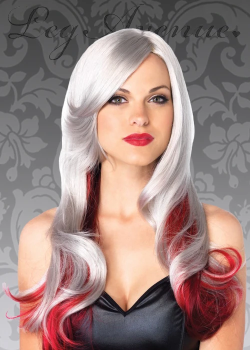Leg Avenue Grey And Red Curly Allure Wig 3 Leg Avenue Grey And Red Curly Allure Wig