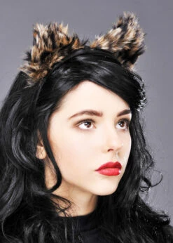 Furry Leopard Ears On Headband -Halloween Fans Shop leopard cat ears BA220 02