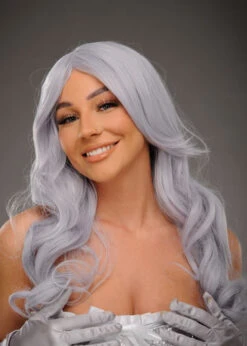 Womens Deluxe Festival Silver Lilac Long Wavy Wig