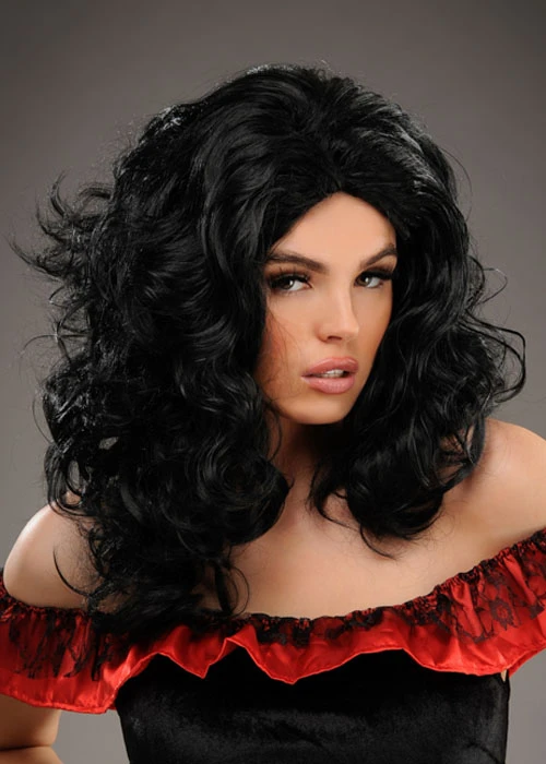 Womens Spanish Long Black Curly Flamenco Wig 3 Womens Spanish Long Black Curly Flamenco Wig