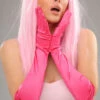 Ladies 20s Flapper Hot Pink Satin Gloves -Halloween Fans Shop long bright pink satin gloves 3428E