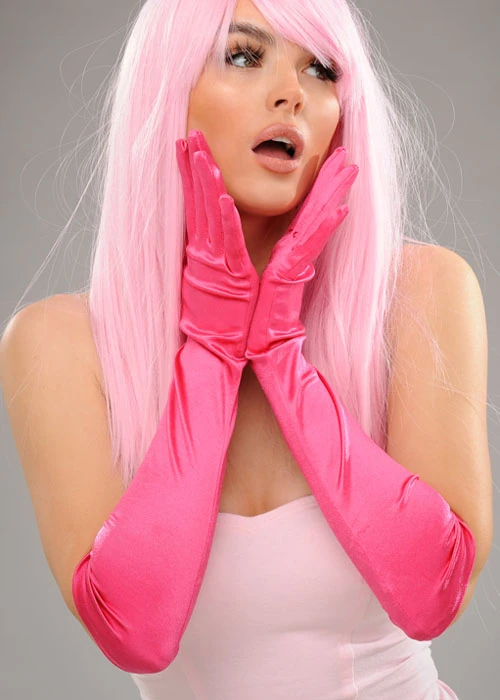 Ladies 20s Flapper Hot Pink Satin Gloves 3 Ladies 20s Flapper Hot Pink Satin Gloves