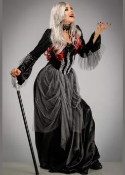 Womens Gothic Victorian Vampire Lady Costume 10 Womens Gothic Victorian Vampire Lady Costume -Halloween Fans Shop long grey victorian vampire costume 03