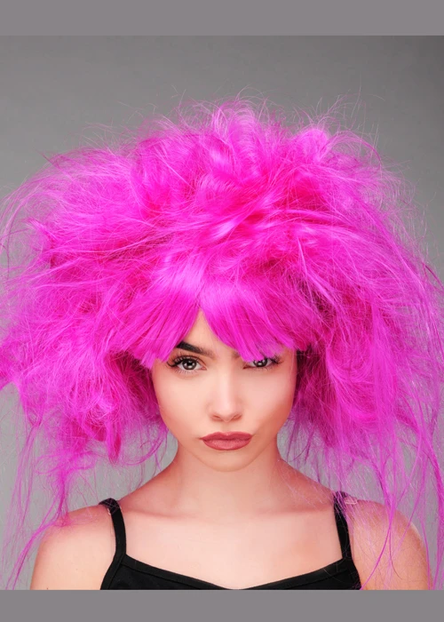Womens Backcombed Neon Purple Magenta Zombie Wig 3 Womens Backcombed Neon Purple Magenta Zombie Wig