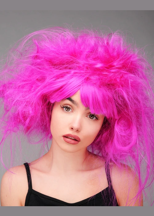 Womens Backcombed Neon Purple Magenta Zombie Wig 4 Womens Backcombed Neon Purple Magenta Zombie Wig - Image 2