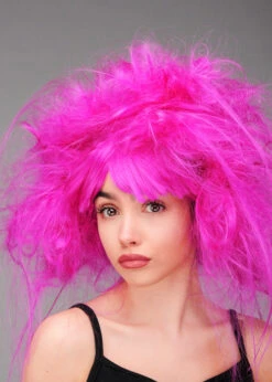 Womens Backcombed Neon Purple Magenta Zombie Wig 7 Womens Backcombed Neon Purple Magenta Zombie Wig -Halloween Fans Shop magenta purple back combed wig 02