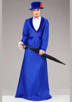 Ladies Mary Poppins Style Blue Victorian Nanny Costume -Halloween Fans Shop mary poppins nanny costume 02