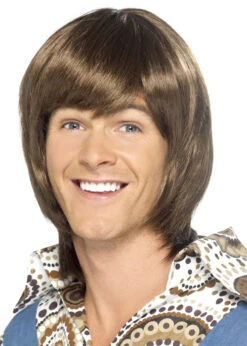 Mens 70s Brown Donnie Osmond Wig