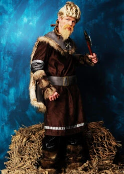 Adult Mens Ragnar Style Vikings Warrior Costume -Halloween Fans Shop mens brown vikings costume 02