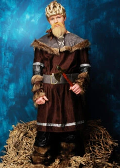 Adult Mens Ragnar Style Vikings Warrior Costume -Halloween Fans Shop mens brown vikings costume 03