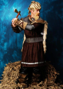 Adult Mens Ragnar Style Vikings Warrior Costume -Halloween Fans Shop mens brown vikings costume 04